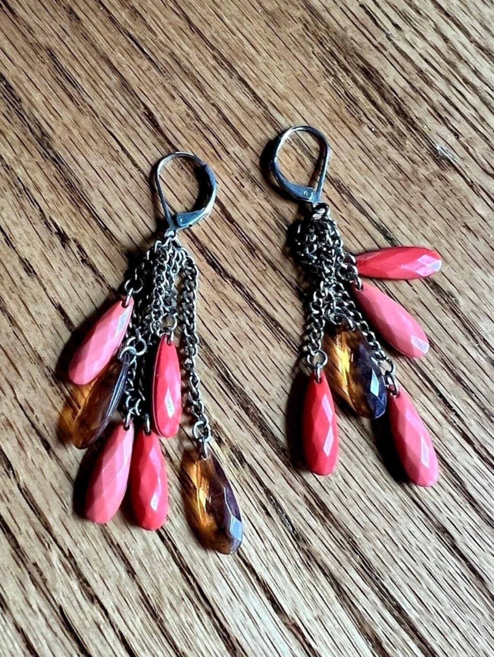 Pink & Brown Dangle Earrings
